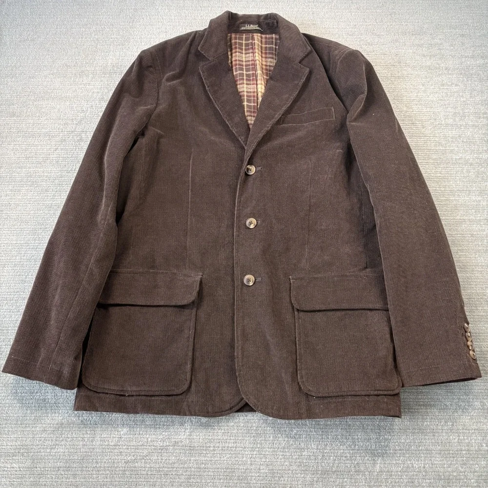 LL Bean Sports Coat Men 42 Tall Chocolate Brown Corduroy Jacket Outdoors Academy